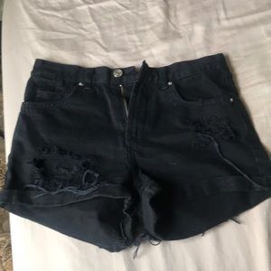 Topshop black denim shorts